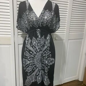Elegant Black and White Paisley Dress